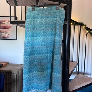 Cato Teal Patterned Maxi Skirt